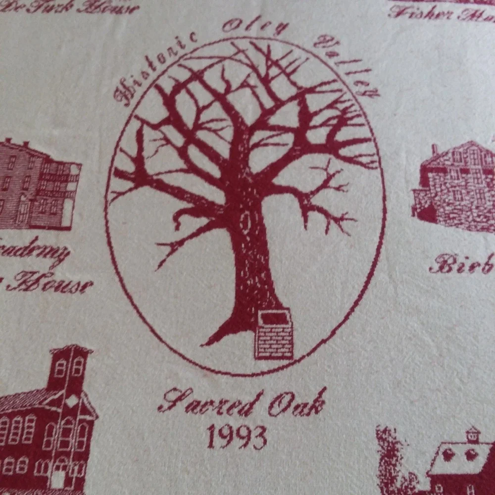 VTG Historic Oley Valley PA Throw Blanket Sacred‎ Oak 1993 Tapestry Woven 46x56